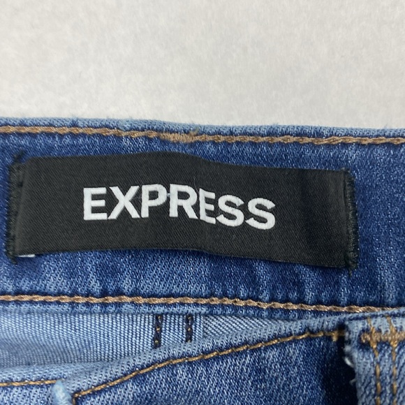 Women’s Express brand denim Jeans Cropped Skinny MidRise Distress ripped stretch - Picture 4 of 6